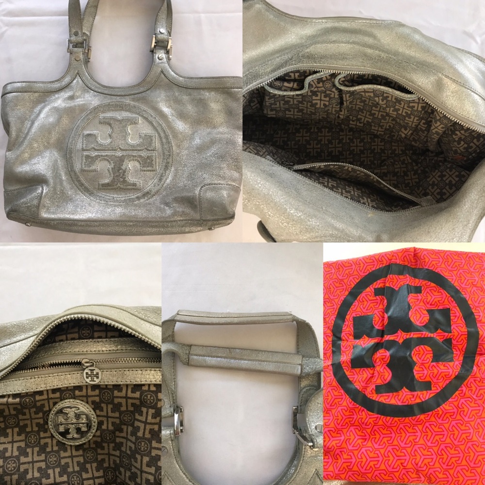 Authentic Tory Burch silver handbag.